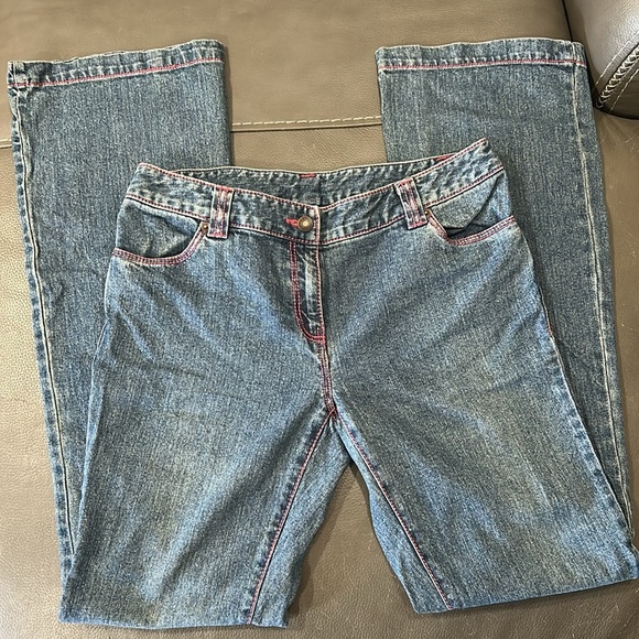 INC International Concepts Flare Pink Stitch Denim Jeans. Size 6. Cotton/spandex - Picture 2 of 6